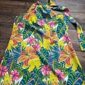 SHEIN XSmall Floral Vacation High Neck Pink Yellow Blue Women's Multi Dress